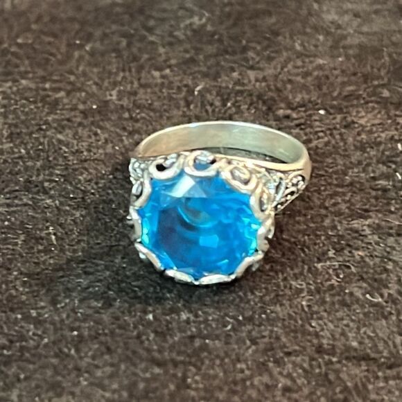 Solitaire Caribbean Quartz Sterling Silver Ring 6.25Ctw size 6 - Picture 9 of 12